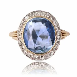 Bague ancienne saphir et diamants