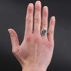 Bague ancienne saphir et diamants