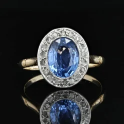 Bague ancienne saphir et diamants