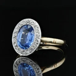 Bague ancienne saphir et diamants