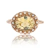 Bague ancienne saphir jaune naturel et perles fines