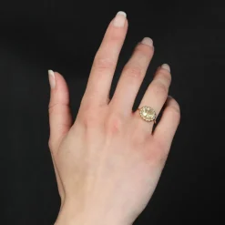 Bague ancienne saphir jaune naturel et perles fines