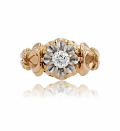 Bague ancienne solitaire diamant rétro