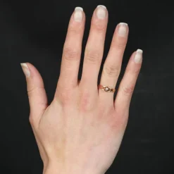 Bague ancienne solitaire diamant or rose