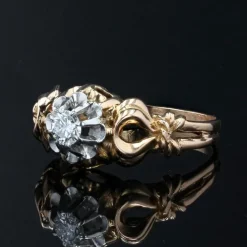Bague ancienne solitaire diamant rétro