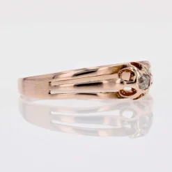 Bague ancienne solitaire diamant or rose