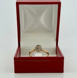 Bague ancienne solitaire or et platine diamant brun