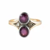Bague Ancienne Toi & Moi Or Argent Grenats