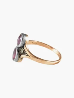 Bague Ancienne Toi & Moi Or Argent Grenats