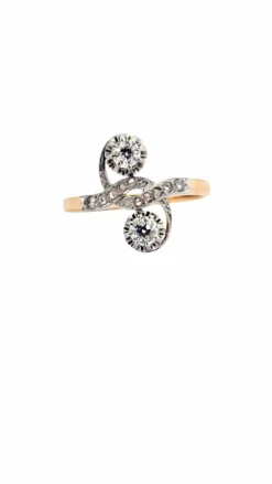 Bague ancienne toi et moi or et diamants