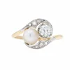Bague ancienne toi et moi diamants perle fine