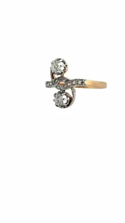 Bague ancienne toi et moi or et diamants