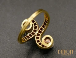 Bague ancienne Toi et Moi diamant perle Fine