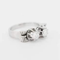 Bague Ancienne Toi et Moi Or et Platine et Diamants 0,5ct VS