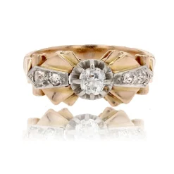 Bague ancienne vintage or rose et diamants