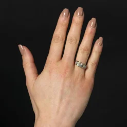 Bague ancienne vintage or rose et diamants