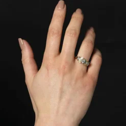 Bague ancienne vintage or rose et diamants