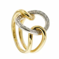 Bague anneau 2 ors diamants