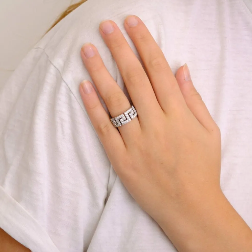 Bague anneau motif grec Diamants
