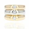 Bague anneaux 2 ors et 3 diamants