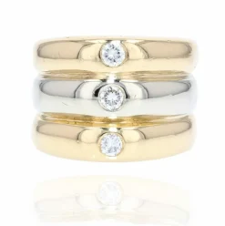 Bague anneaux 2 ors et 3 diamants