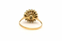 Bague Années 70 en or jaune 18 carats sertie d'une perle et de turquoises
