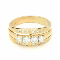 Bague anniversaire en or jaune et diamants