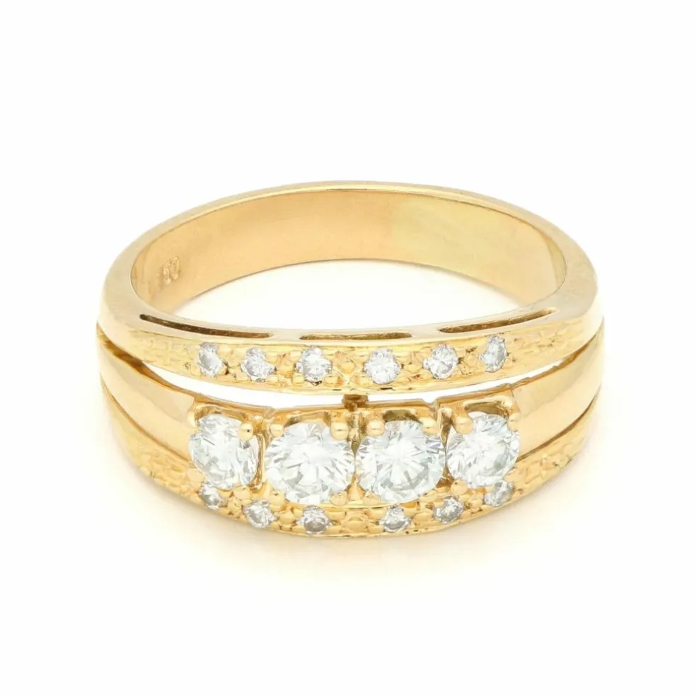 Bague anniversaire en or jaune et diamants