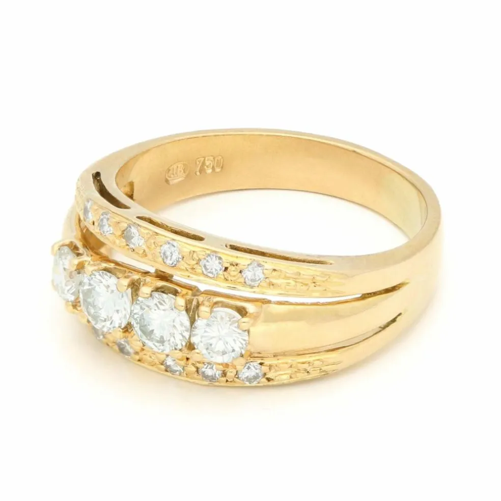 Bague anniversaire en or jaune et diamants