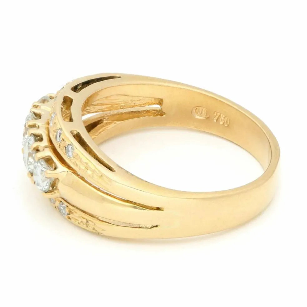 Bague anniversaire en or jaune et diamants