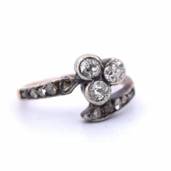 BAGUE ANTIQUE - OR JAUNE ET BLANC 18 KT