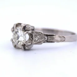BAGUE ANTIQUE OR BLANC 18 KT - DIAMANT 0,75 ct