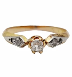 Bague antique or rose diamant taille ancienne (circa 1900)