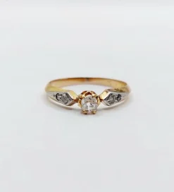 Bague antique or rose diamant taille ancienne (circa 1900)