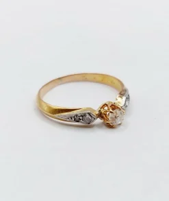 Bague antique or rose diamant taille ancienne (circa 1900)