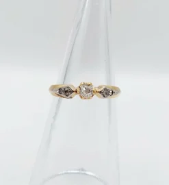 Bague antique or rose diamant taille ancienne (circa 1900)