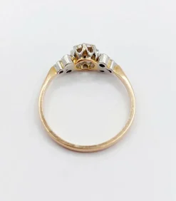 Bague antique or rose 18k diamant taille ancienne en serti étoilé (circa 1900)