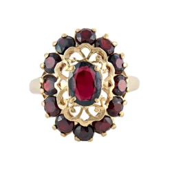 BAGUE « ARABESQUE » OR & GRENAT