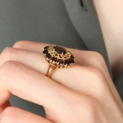 BAGUE « ARABESQUE » OR & GRENAT