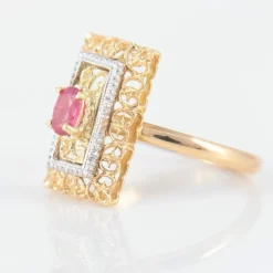 Bague Arabesques or jaune, rubis
