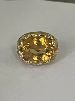 Bague ARFAN or jaune citrine diamants