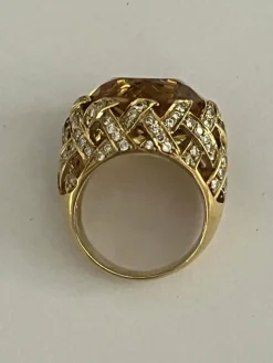 Bague ARFAN or jaune citrine diamants