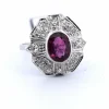 Bague Art Déco - Or blanc, rubis, diamants