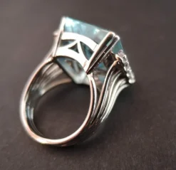 Bague Art Déco Aigue Marine Diamants