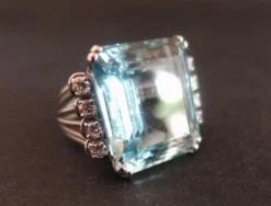 Bague Art Déco Aigue Marine Diamants