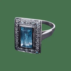 Bague Art Déco aigue-marine