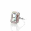Bague art déco aigue-marine et diamants