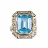 Bague Art Déco Aigue-marine Diamants