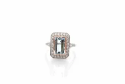 Bague art déco aigue-marine et diamants