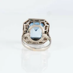 Bague Art Déco Aigue-marine Diamants